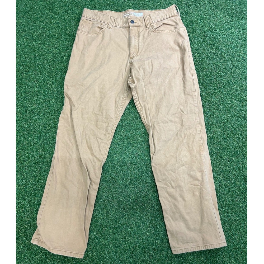 Carhartt Relaxed Fit Canvas Work Pants Tan 32x30 Straight Leg Utility Trousers